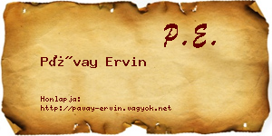 Pávay Ervin névjegykártya