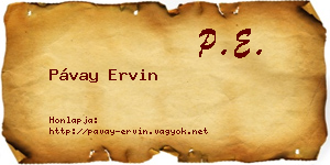 Pávay Ervin névjegykártya