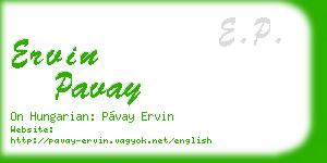 ervin pavay business card